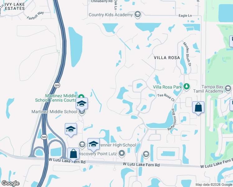 map of restaurants, bars, coffee shops, grocery stores, and more near 5411 Reflections Boulevard in Lutz