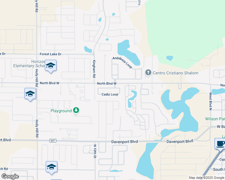 map of restaurants, bars, coffee shops, grocery stores, and more near 111 Cadiz Loop in Davenport