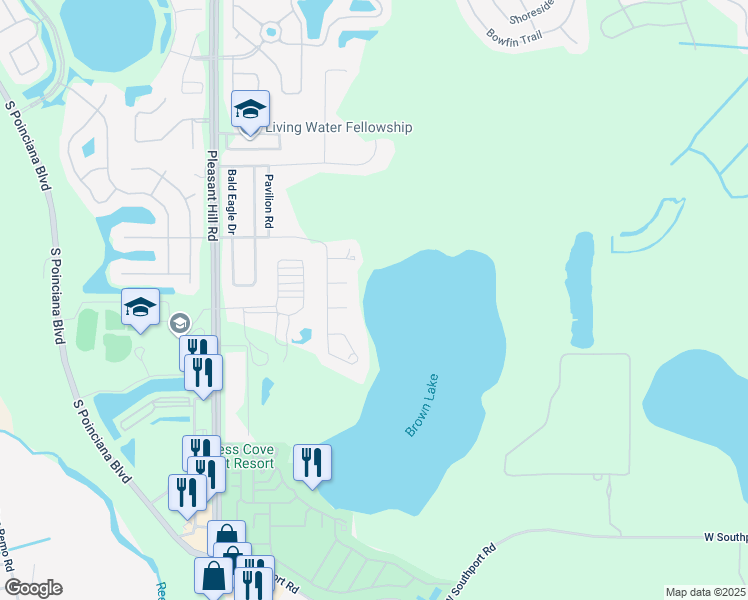 map of restaurants, bars, coffee shops, grocery stores, and more near 3260 Cumberland Court in Kissimmee