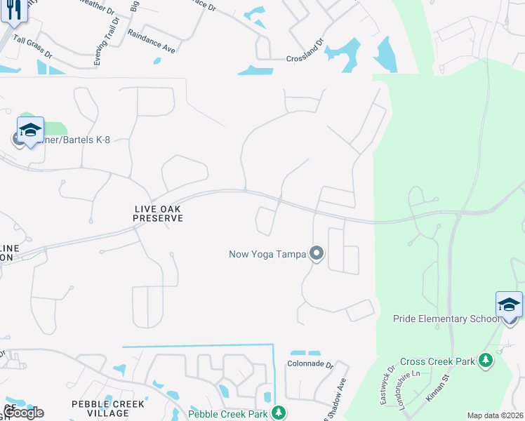 map of restaurants, bars, coffee shops, grocery stores, and more near 20116 Bay Cedar Avenue in Tampa