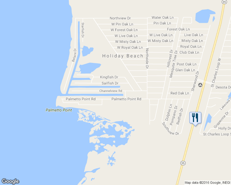 map of restaurants, bars, coffee shops, grocery stores, and more near 65 Channelview Road in Rockport