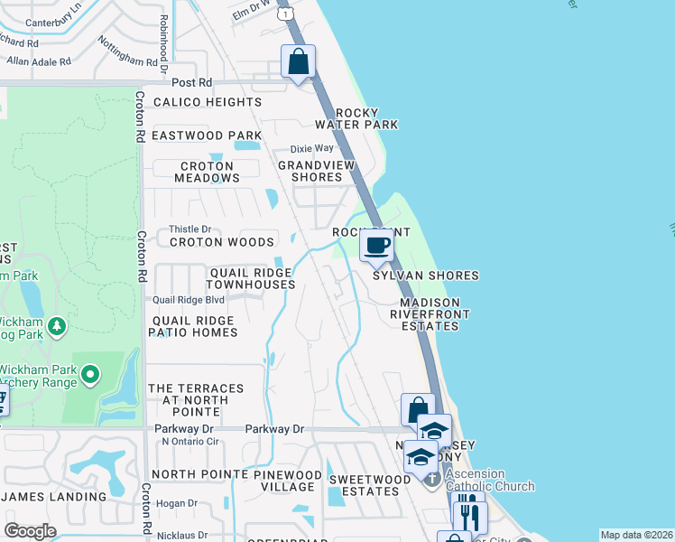 map of restaurants, bars, coffee shops, grocery stores, and more near 3467 Horse Creek Circle in Melbourne
