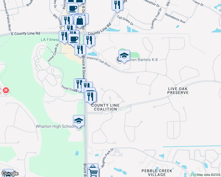 map of restaurants, bars, coffee shops, grocery stores, and more near 9084 Iron Oak Avenue in Tampa