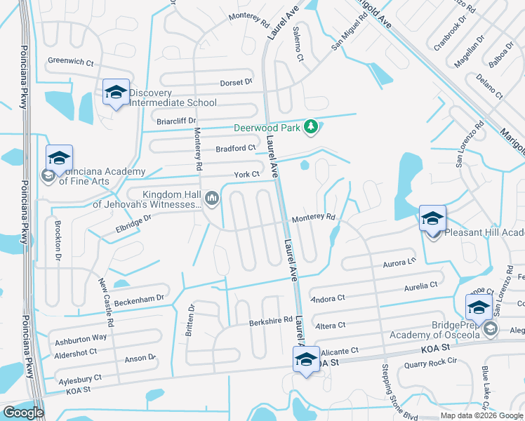 map of restaurants, bars, coffee shops, grocery stores, and more near 635 Baldwin Drive in Kissimmee