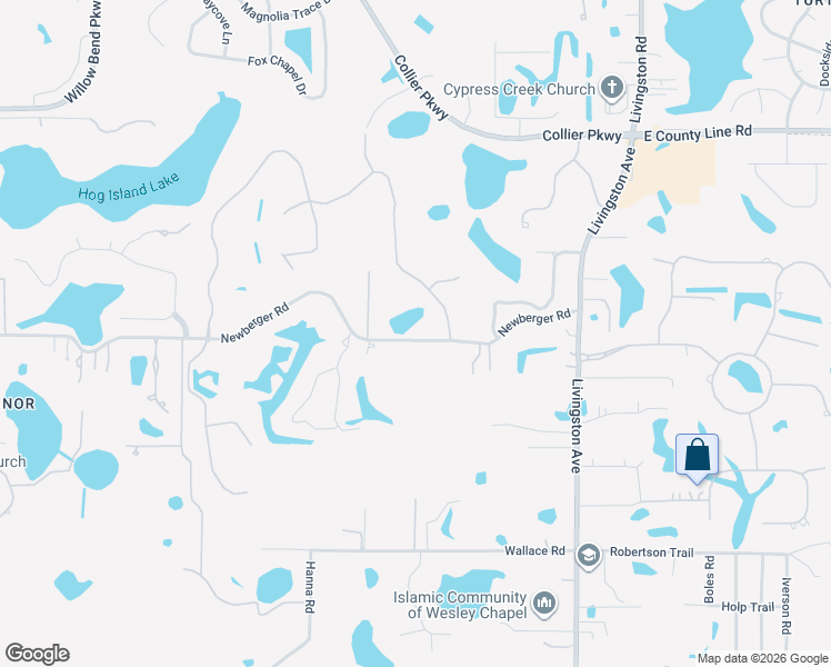 map of restaurants, bars, coffee shops, grocery stores, and more near 2202 Newberger Road in Lutz