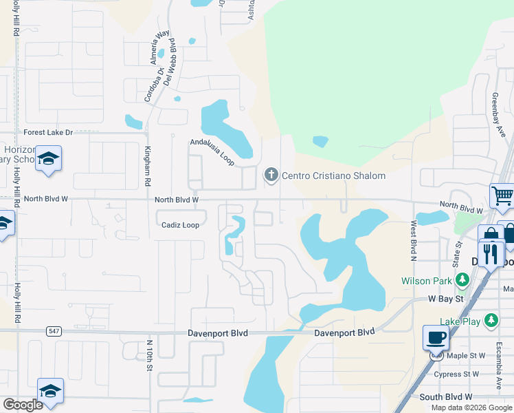 map of restaurants, bars, coffee shops, grocery stores, and more near 107 Grant Circle in Davenport