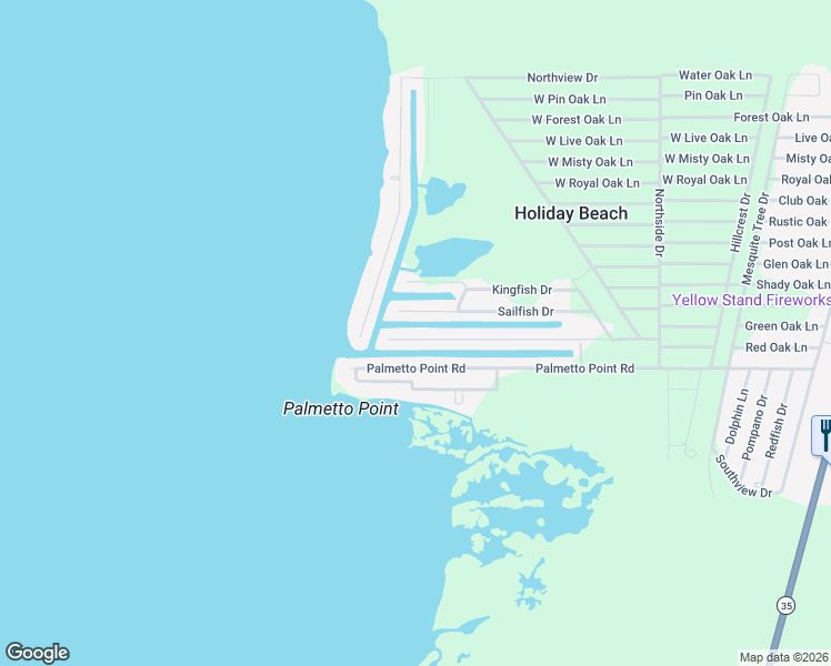 map of restaurants, bars, coffee shops, grocery stores, and more near 94 Channelview Road in Rockport