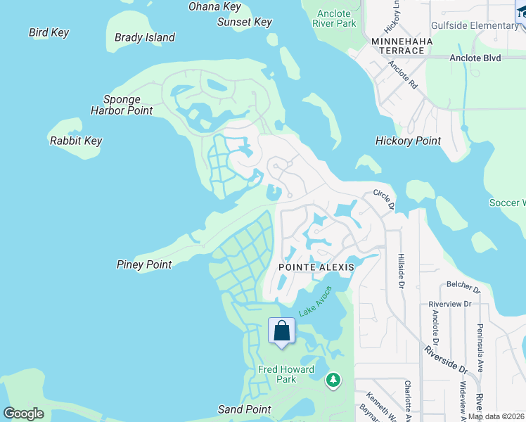 map of restaurants, bars, coffee shops, grocery stores, and more near 1075 South Pointe Alexis Drive in Tarpon Springs