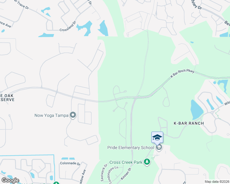 map of restaurants, bars, coffee shops, grocery stores, and more near 20207 Oak Thorn Way in Tampa