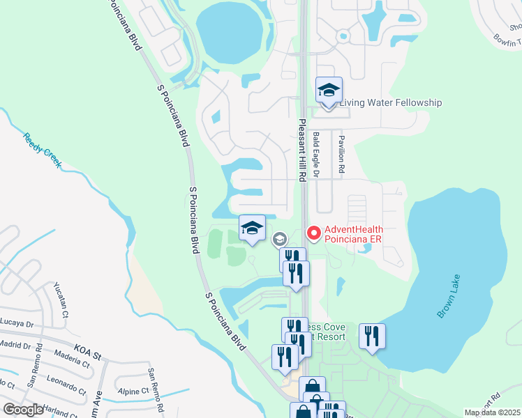 map of restaurants, bars, coffee shops, grocery stores, and more near 3508 Yacht Club Court in Kissimmee