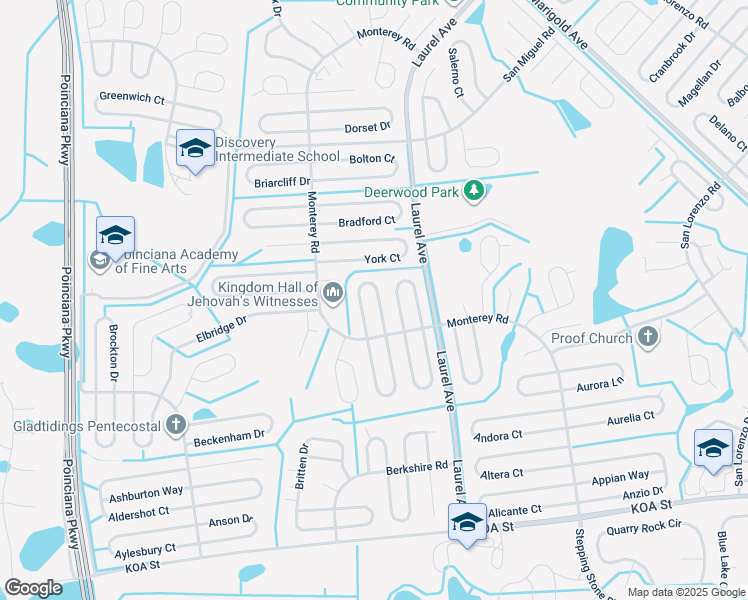 map of restaurants, bars, coffee shops, grocery stores, and more near 613 Bayport Drive in Kissimmee