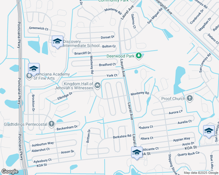 map of restaurants, bars, coffee shops, grocery stores, and more near 613 Bayport Drive in Kissimmee