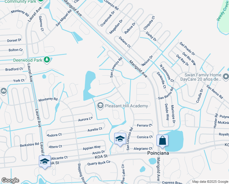 map of restaurants, bars, coffee shops, grocery stores, and more near 159 Pompei Drive in Kissimmee