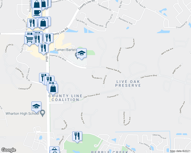 map of restaurants, bars, coffee shops, grocery stores, and more near 9306 Mandrake Court in Tampa