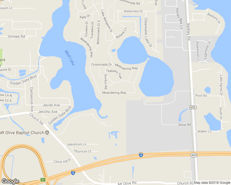 map of restaurants, bars, coffee shops, grocery stores, and more near 581 Meandering Way in Polk City