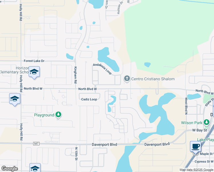 map of restaurants, bars, coffee shops, grocery stores, and more near 366 Andalusia Loop in Davenport