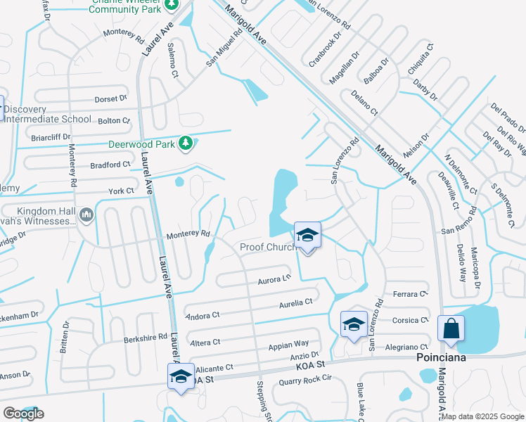 map of restaurants, bars, coffee shops, grocery stores, and more near 132 Mediterranean Court in Poinciana