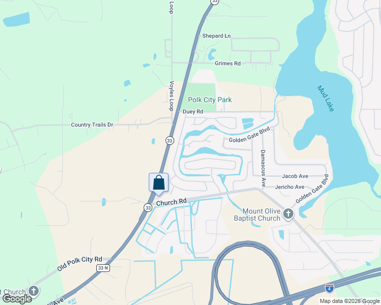 map of restaurants, bars, coffee shops, grocery stores, and more near 4969 Mount Olive Shores Drive in Polk City