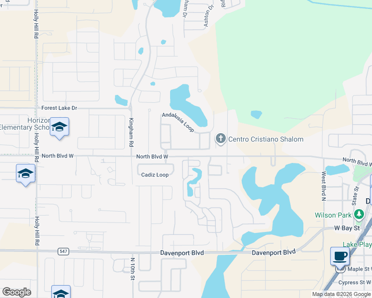 map of restaurants, bars, coffee shops, grocery stores, and more near 439 Andalusia Loop in Davenport