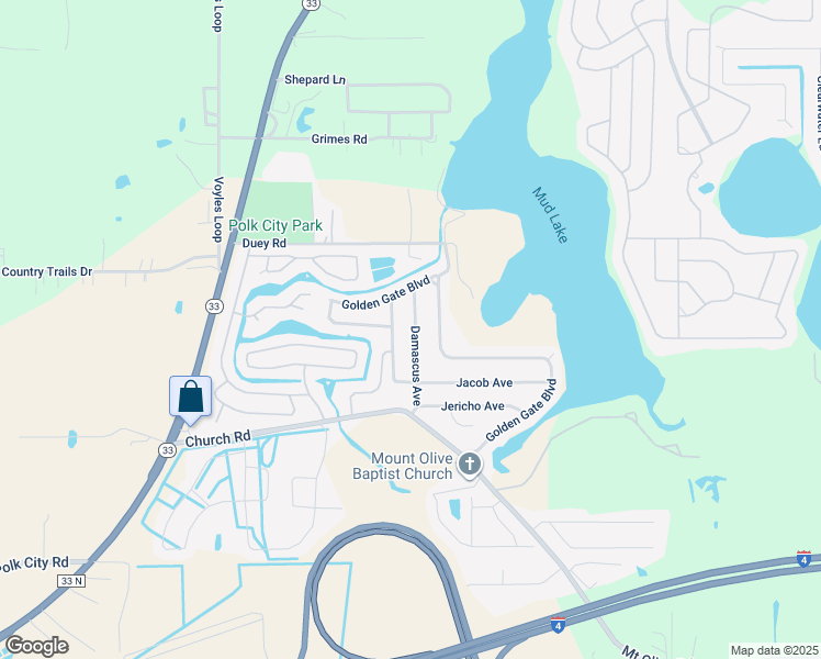 map of restaurants, bars, coffee shops, grocery stores, and more near 9122 Damascus Avenue in Polk City