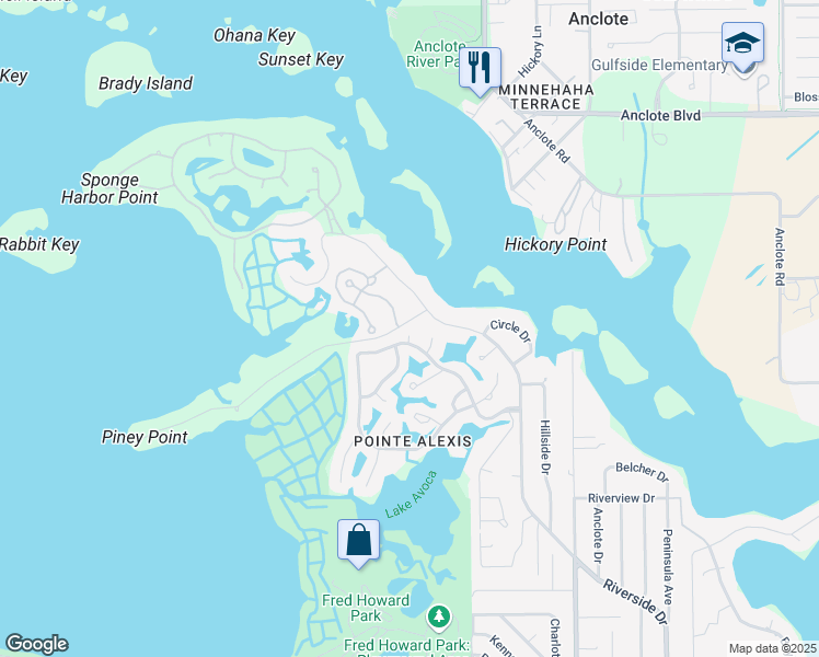 map of restaurants, bars, coffee shops, grocery stores, and more near 1002 Mizzen Court in Tarpon Springs