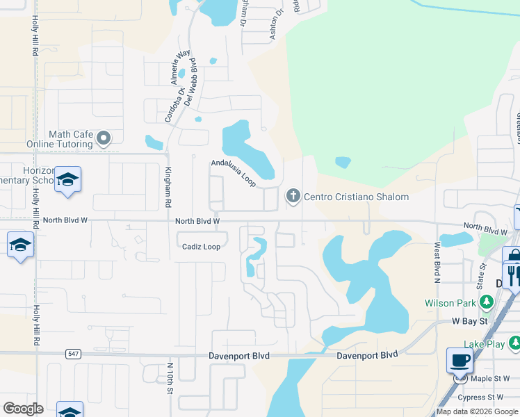 map of restaurants, bars, coffee shops, grocery stores, and more near 165 Malaga Avenue in Davenport