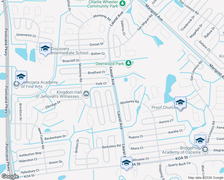 map of restaurants, bars, coffee shops, grocery stores, and more near 616 Baldwin Dr in Kissimmee
