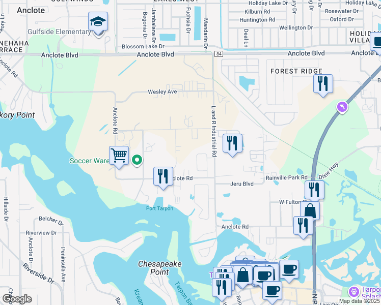 map of restaurants, bars, coffee shops, grocery stores, and more near 500 Anclote Road in Tarpon Springs
