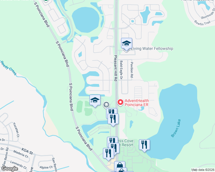 map of restaurants, bars, coffee shops, grocery stores, and more near 4157 Key Colony Place in Kissimmee