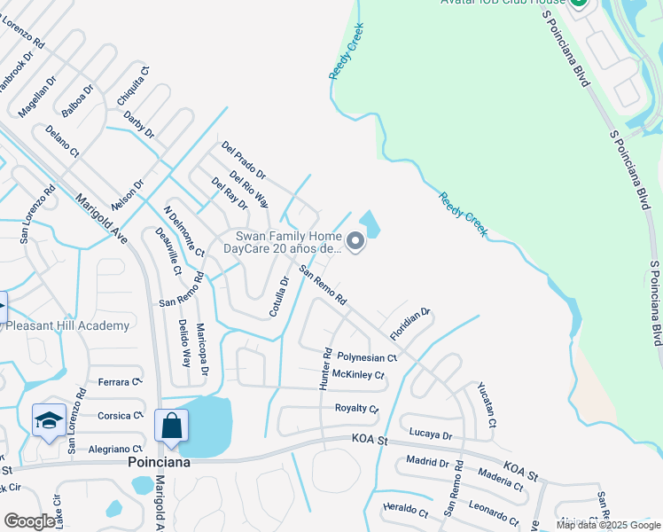 map of restaurants, bars, coffee shops, grocery stores, and more near 708 Fredrick Place in Kissimmee