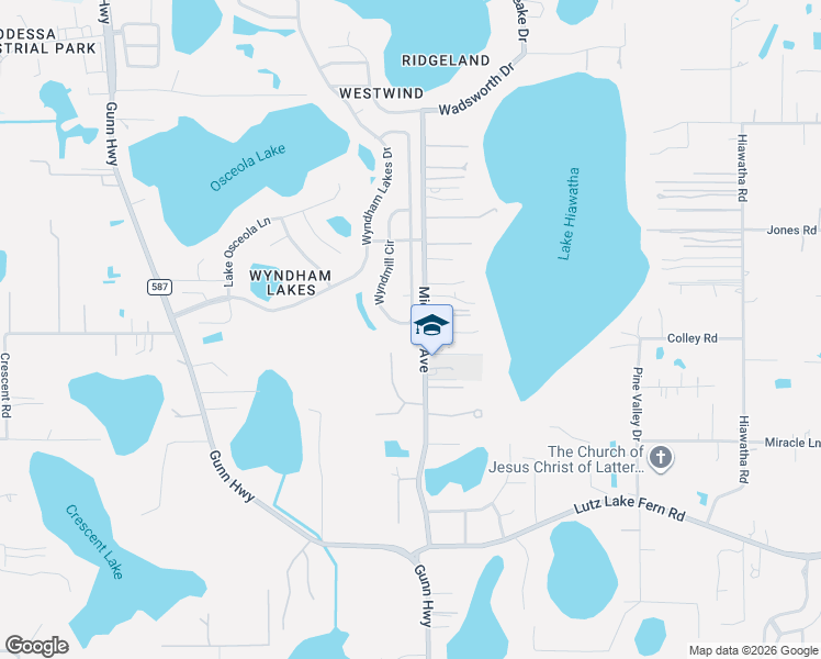 map of restaurants, bars, coffee shops, grocery stores, and more near 19617 Wyndmill Circle in Odessa