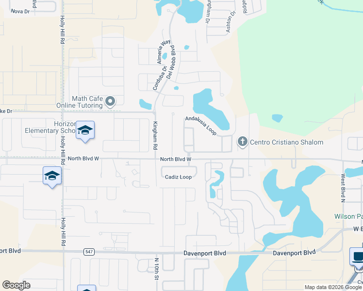 map of restaurants, bars, coffee shops, grocery stores, and more near 622 Andalusia Loop in Davenport