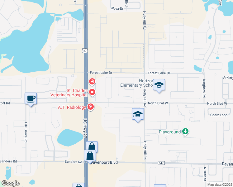 map of restaurants, bars, coffee shops, grocery stores, and more near 272 Taft Drive in Davenport