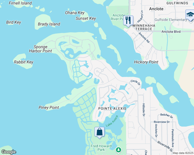 map of restaurants, bars, coffee shops, grocery stores, and more near 1568 Citrine Trail in Tarpon Springs