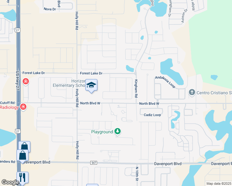 map of restaurants, bars, coffee shops, grocery stores, and more near 1204 Citrus Landings Boulevard in Davenport