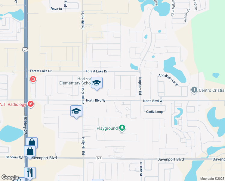 map of restaurants, bars, coffee shops, grocery stores, and more near 1204 Citrus Landings Boulevard in Davenport