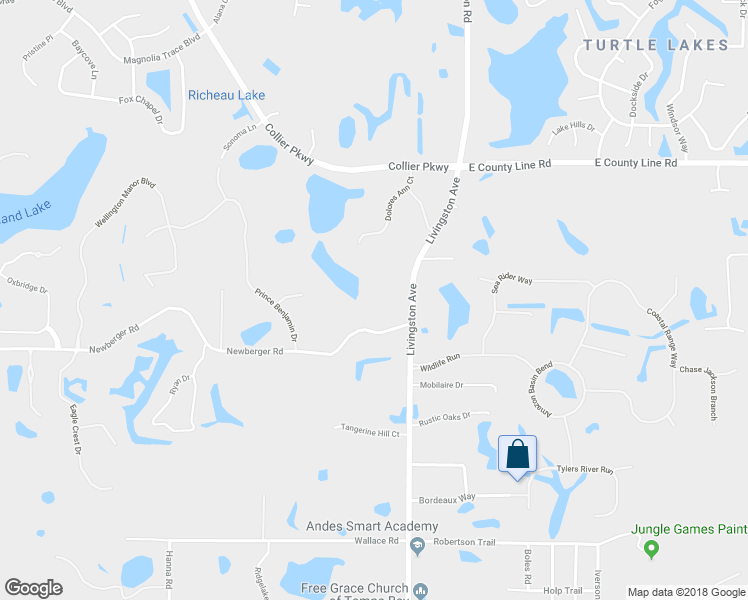 map of restaurants, bars, coffee shops, grocery stores, and more near 2220 Newberger Road in Lutz