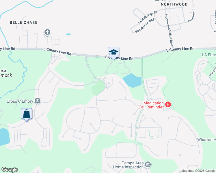 map of restaurants, bars, coffee shops, grocery stores, and more near 8305 Manor Club Circle in Tampa