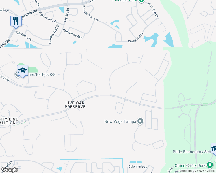 map of restaurants, bars, coffee shops, grocery stores, and more near 20225 Merry Oak Avenue in Tampa