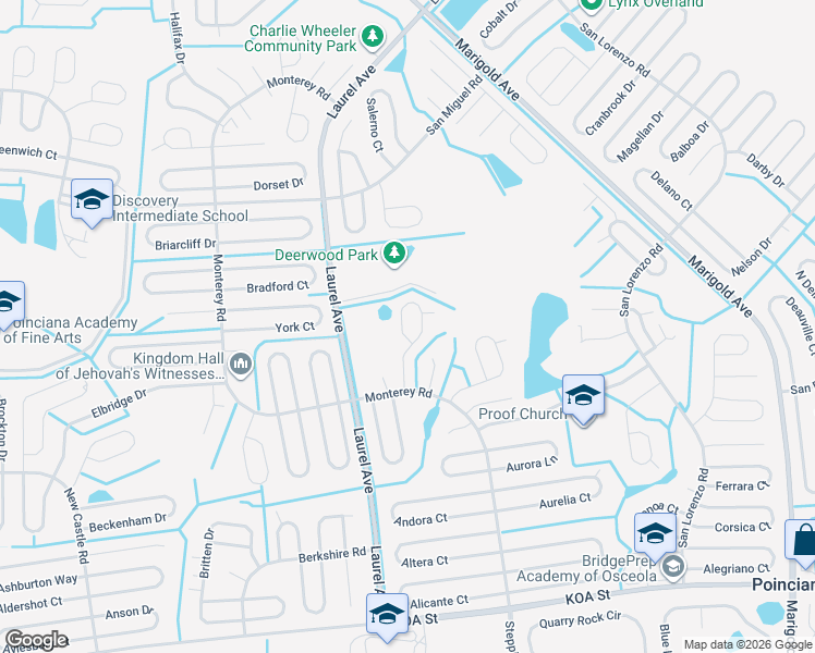 map of restaurants, bars, coffee shops, grocery stores, and more near 646 Rosaro Court in Kissimmee