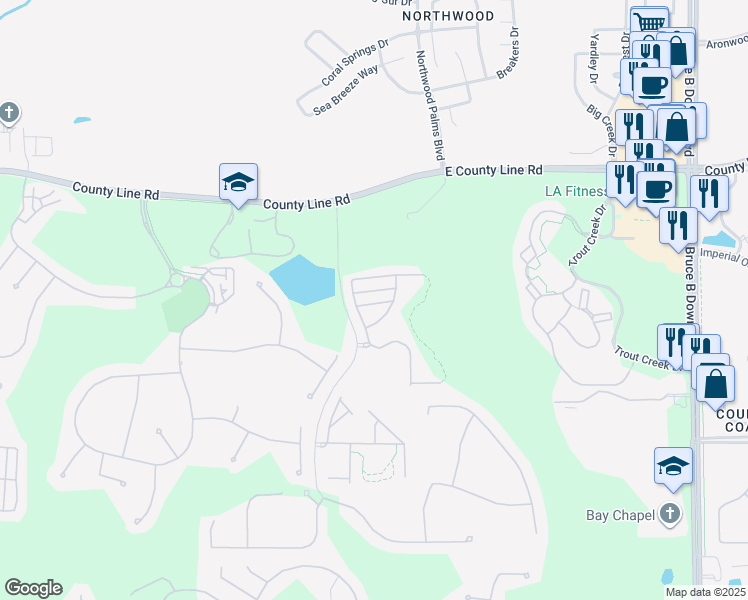 map of restaurants, bars, coffee shops, grocery stores, and more near 8522 Gablebend Way in Tampa