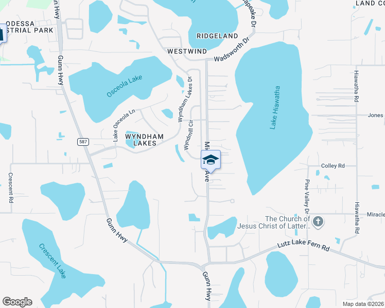 map of restaurants, bars, coffee shops, grocery stores, and more near 19608 Wyndmill Circle in Odessa