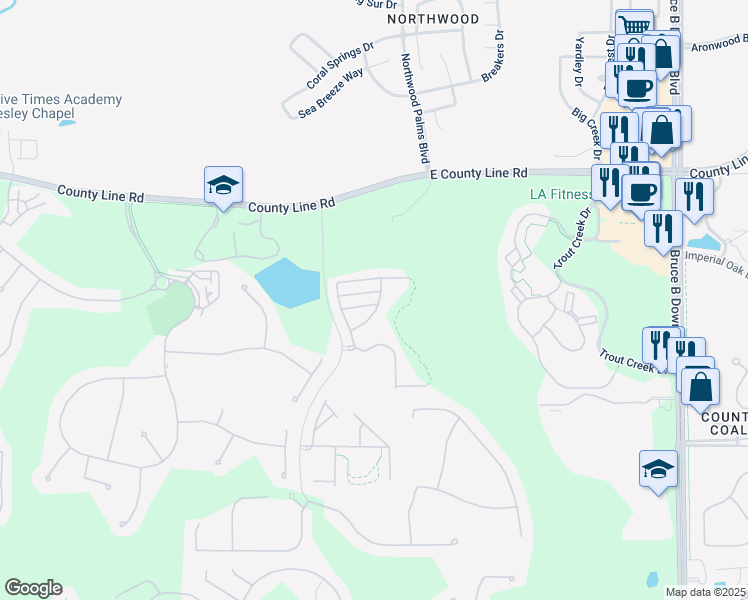 map of restaurants, bars, coffee shops, grocery stores, and more near 8548 Gablebend Way in Tampa