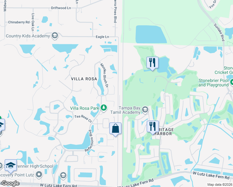 map of restaurants, bars, coffee shops, grocery stores, and more near 4520 Perdita Lane in Lutz