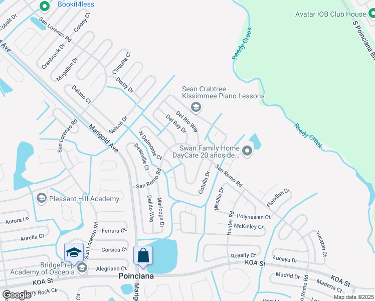 map of restaurants, bars, coffee shops, grocery stores, and more near 609 Del Aire Court in Kissimmee