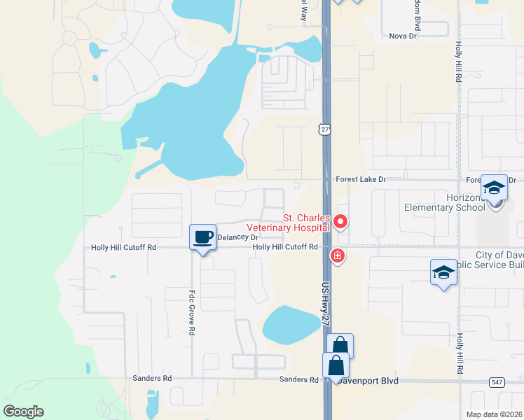 map of restaurants, bars, coffee shops, grocery stores, and more near 155 Somerset Way in Davenport