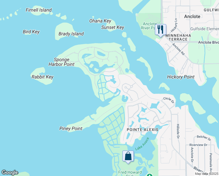 map of restaurants, bars, coffee shops, grocery stores, and more near 1579 Macchesney Drive in Tarpon Springs