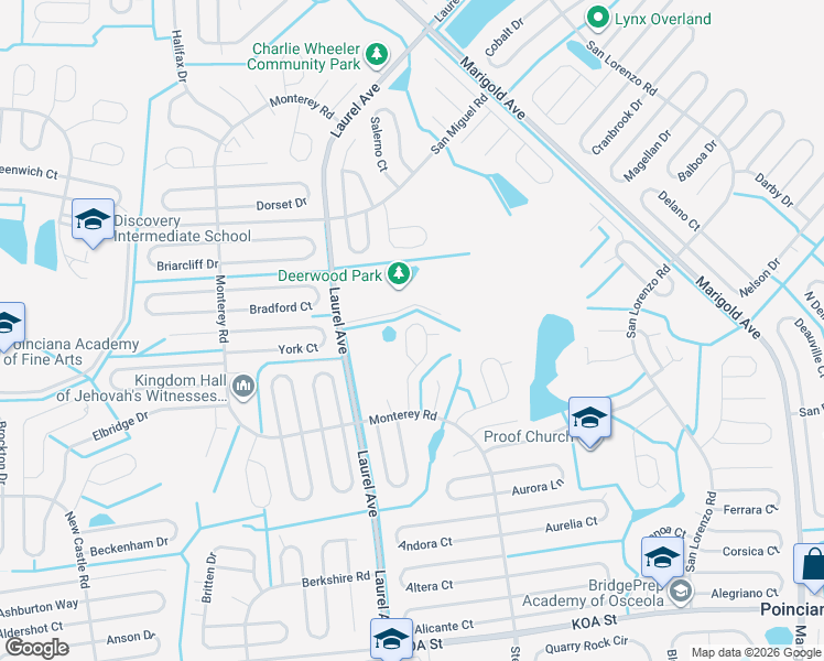 map of restaurants, bars, coffee shops, grocery stores, and more near 646 Rosaro Court in Kissimmee
