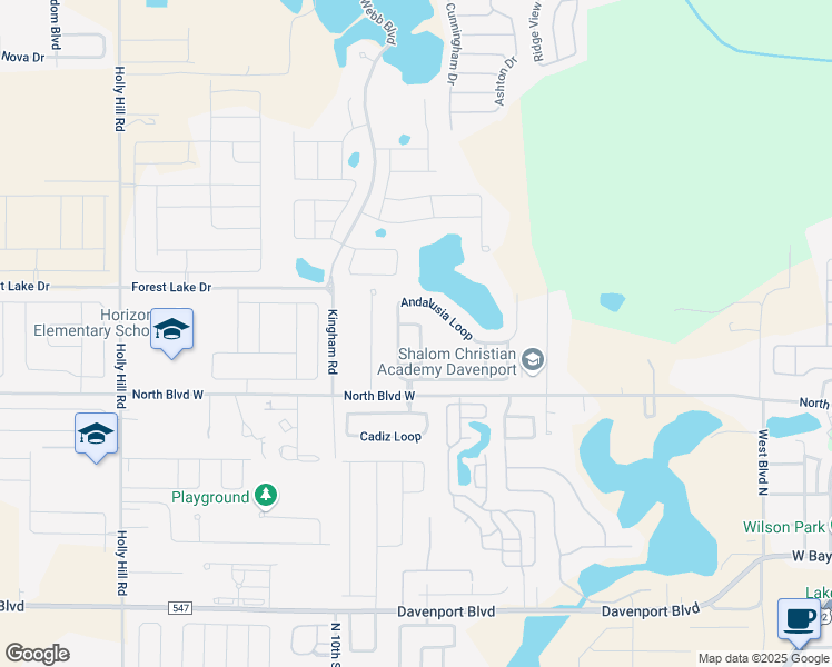 map of restaurants, bars, coffee shops, grocery stores, and more near 229 Granada Avenue in Davenport
