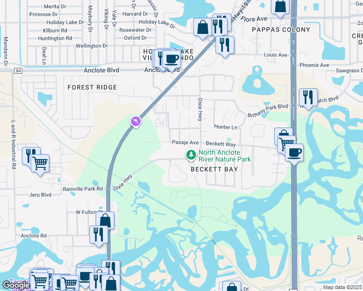 map of restaurants, bars, coffee shops, grocery stores, and more near 518 Pasaje Avenue in Tarpon Springs